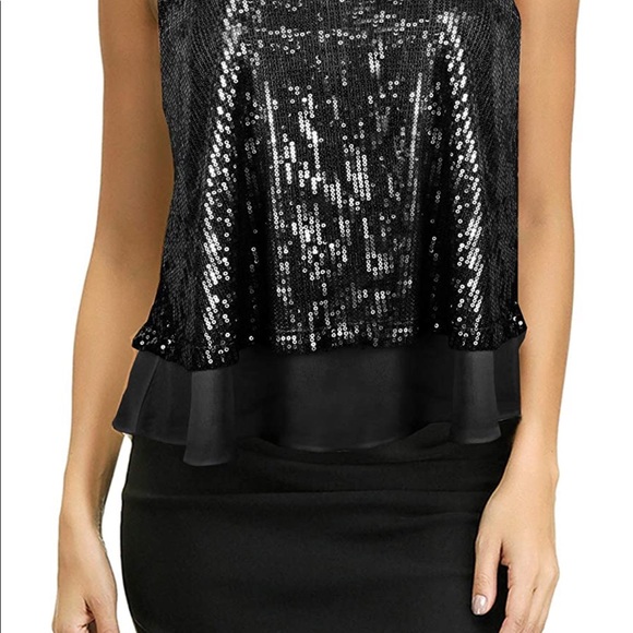 Black sequin tank top NWOT - Picture 6 of 9